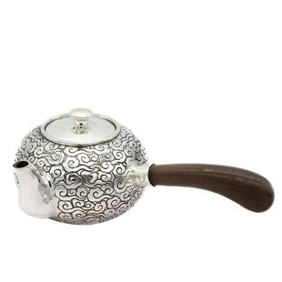 云南雪银坊纯银手工一张打银壶999千足银侧把泡茶烧水银茶壶急须