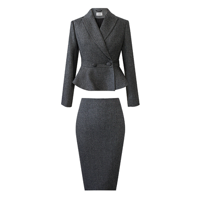 50羊毛呢减龄气质秘书温柔套装