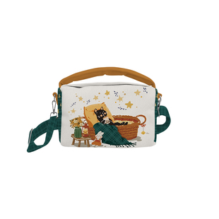 米粉粉酱X帆布化妆包大容量秋冬新款百搭小方包通勤宽带斜挎包