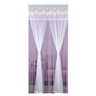 双层纱门帘2025新款透光不透人蕾丝纱帘卧室家用免打孔魔术贴纱门