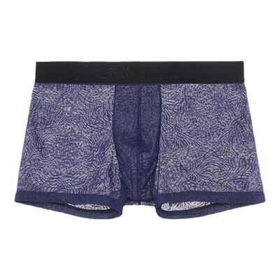 法国HOM男士蕾丝性感低腰无痕透明蕾丝平角裤男生四角裤正品