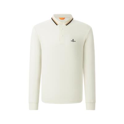 【弹力抗皱】比音勒芬秋季男士轻商务撞色条纹翻领T恤长袖polo衫