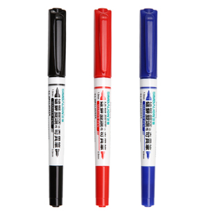 雄狮勾线笔美术专用儿童685双头酒精油性大头笔雄狮牌记号笔黑色奇异笔小学生幼儿园手绘画彩色细红色雄狮笔