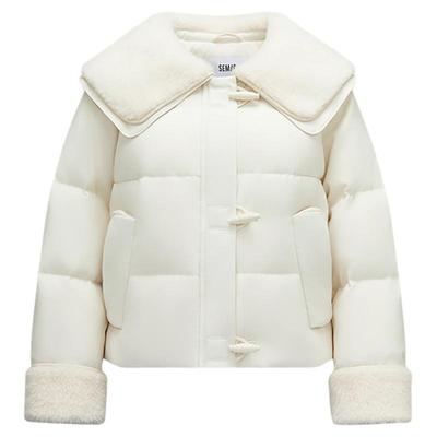 森马大翻领宽松80绒子羽绒服女