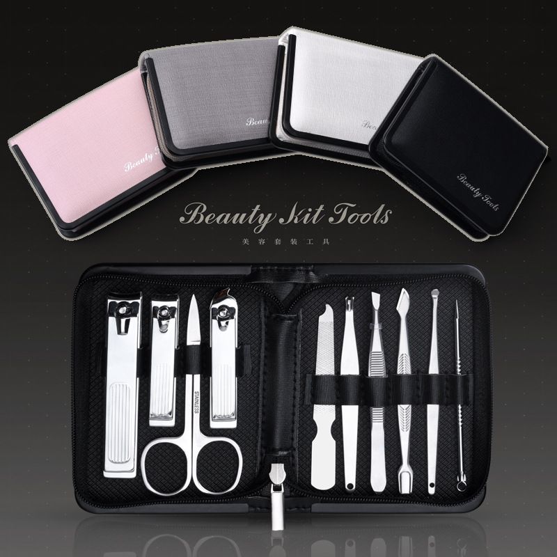 厂家批发指甲刀美甲10件套美容套装不锈钢指甲剪个人护理工具迷你