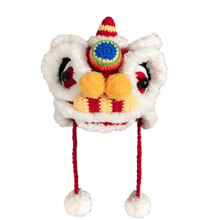 回放手工毛线diy国潮醒狮帽子材料包钩针编织春节传统舞狮虎头帽