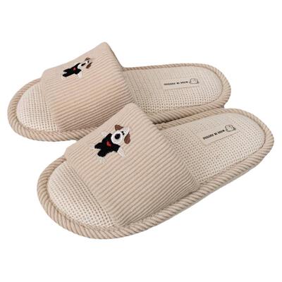 细细条可爱正版掌门狗亚麻拖鞋