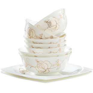 2025新款碗碟套装家用轻奢乔迁组合骨瓷餐具套装景德镇陶瓷碗盘