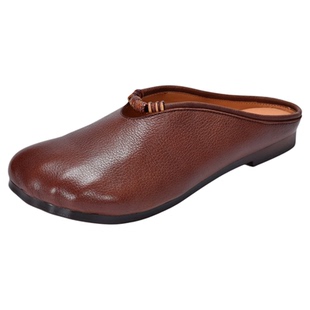 2025新款软底软面包头拖鞋女夏外穿高级感配裙子复古真皮不累脚