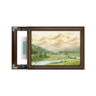 美式电表箱装饰画免打孔山水画餐厅挂画配电箱电闸盒遮挡高级感