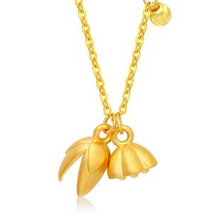 老庙黄金足金999莲花莲蓬好运连连多子多福项链古韵送礼物官方