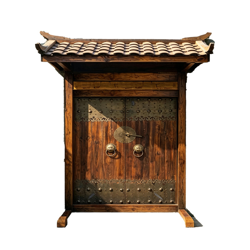 中式榆木仿古带门头实木庭院大门