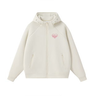 Gbiaior美式复古五明治空气层连帽卫衣女宽松慵懒风拉链立领外套