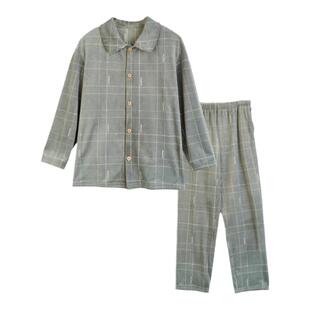 贴心男柔暖弹力印花家居套装中老年大码珊瑚绒秋冬季睡衣睡裤1693