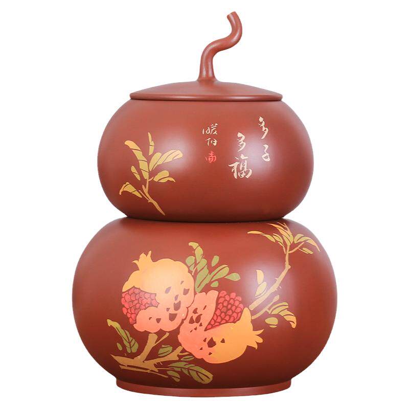 建水紫陶双层可装福禄茶罐