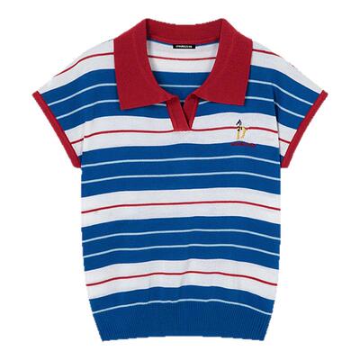 i.t GROUNDZERO韩系GZO时尚刺绣针织衫纯色简约休闲短袖上衣女