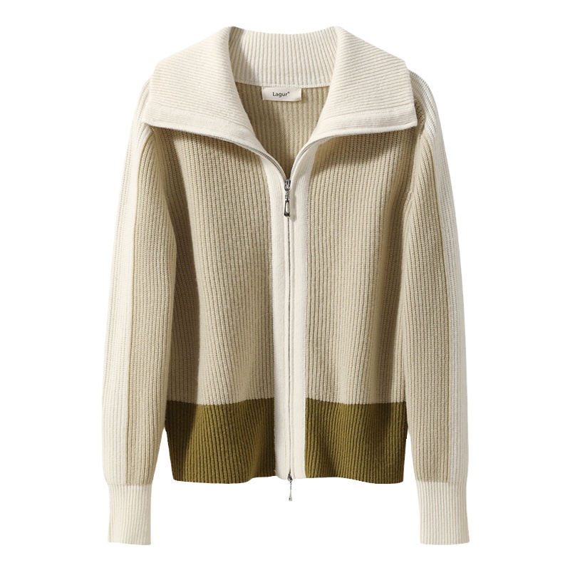 如期而至丨双拉链高领卫衣两穿100%美利奴羊毛外套冬季复古小众女