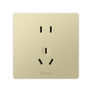 公牛开关插座86型墙壁五孔家用USB暗装G12金色墙式带开关面板5孔