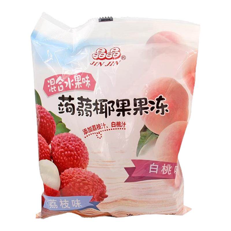 台湾进口晶晶蒟蒻椰果果冻零食荔枝白桃百香乳酸菌魔芋果冻条纯素