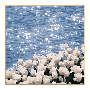 郁金香花海数字油画diy填充涂色手工手绘浪漫治愈花卉丙烯装饰画