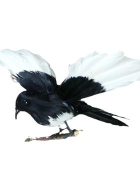 濮艺仿真小鸟展翅蜂鸟假鸟真羽毛黄鹂工艺品道具喜鹊装饰摆件