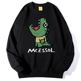 Mcessol设计师原创品牌卡通创意鳄鱼印花无帽卫衣男女同款国潮牌