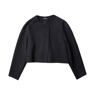 TANG TOWN自制 都市轻奢 小山羊绒手工双面呢优雅廓形短大衣/外套