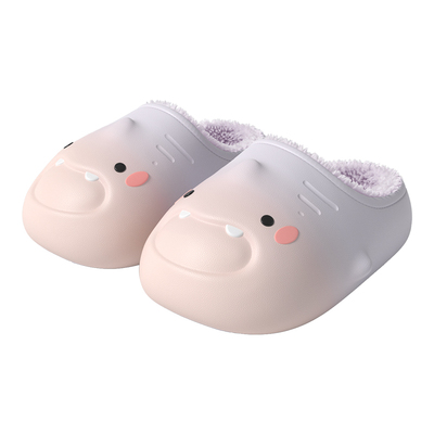 latetime渐变小萌鲨儿童棉拖鞋