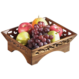 实木果盘家用供盘客厅茶几木质复古新中式水果盘零食摆放盘托盘