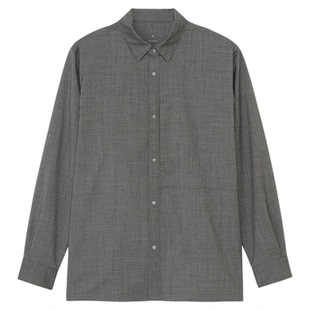 Goldwin混羊毛长袖衬衫户外休闲宽松防晒UPF50+男女同款