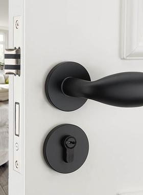 黑色室内门锁卧室房门锁幼儿园门把手磁吸蛋蛋锁具家用静音木门锁