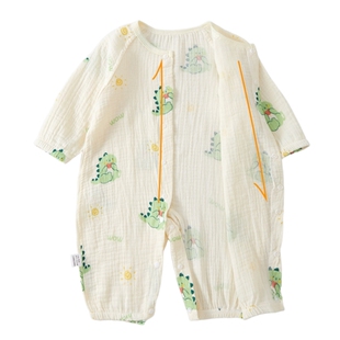 春夏季婴儿纯棉连体衣睡衣新生儿纱布哈衣0-3岁数贴身内衣家居服