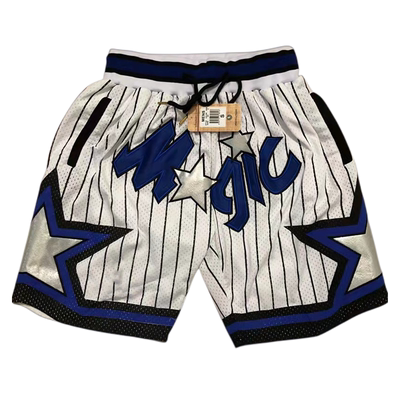 湖人魔术美式复古刺绣五分短裤男
