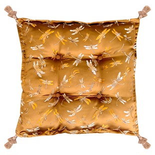 萬見「秋蜓花径」法式中国风枫叶黄高级坐垫加厚防滑家用车载座垫