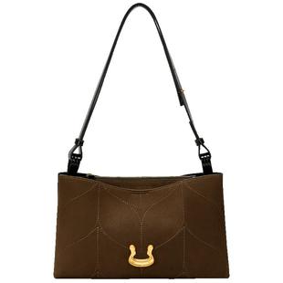 欧时纳双子包2025新款秋冬麂皮棕色高级大容量女士腋下单肩斜挎包