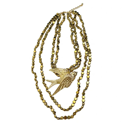 美伢同款重工金色飞鸟燕子项链女