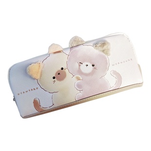 日系99CREAT限定可爱猫咪太郎笔袋学生便携毛绒收纳盒高级感新款