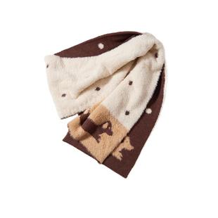 【杨同学】小狗波点围巾女冬季新款加厚保暖披肩时尚可爱双面围脖