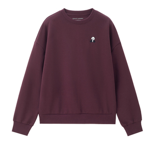 佐丹奴卫衣女春季新款双面布小动物刺绣宽松圆领套头上衣05325842