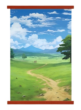 流水生财入户进门装饰画客厅背景墙挂画玄关走道餐厅山水风景壁画