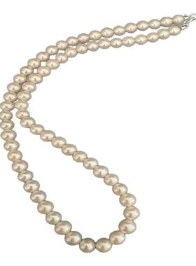 清货6-7mm天然海水akoya镜面光亮白珍珠近圆及正圆颈链K金扣头