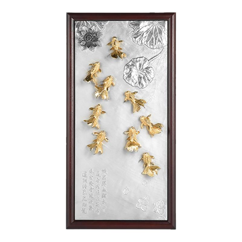金鱼戏莲牌匾皇家雪兰莪锡制挂画