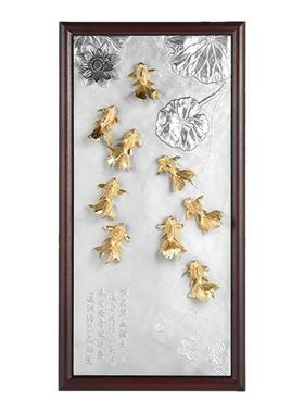 金鱼戏莲牌匾皇家雪兰莪锡制挂画