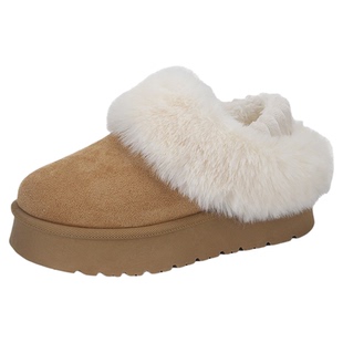 荔枝公园加绒半拖雪地棉鞋女款2026新款冬季毛毛鞋外穿厚底拖鞋