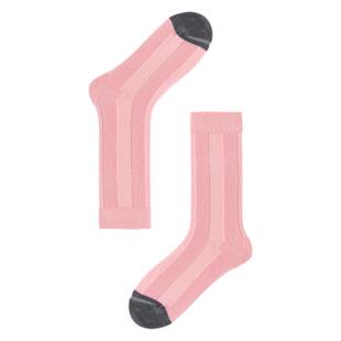 AlmondRocks毛圈条纹中筒袜子女秋冬款保暖地板袜防寒显瘦长筒袜