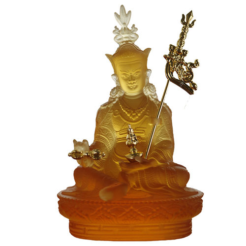 古法琉璃莲花生大士师佛像莲师贴真金身像礼佛家供奉工艺用品摆件