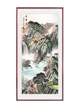 紫气东来山水画新中式玄关装饰画入户正对门东墙纯手绘国画挂画