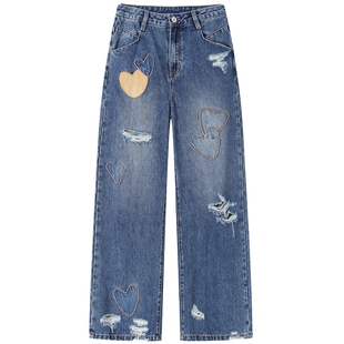 【周深 贺峻霖 陈立农同款】ANDREA MARTIN秋冬款水洗破洞牛仔裤