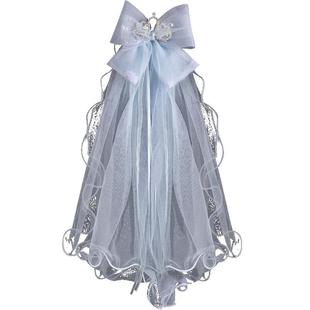 女童头纱公主发饰皇冠爱莎艾莎发夹头饰儿童蝴蝶结飘带小女孩发卡