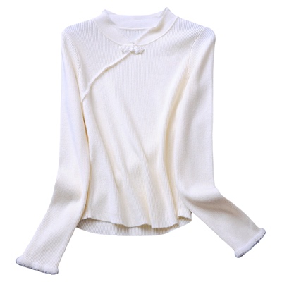 盘扣立领针织衫丝绒半身裙套装女